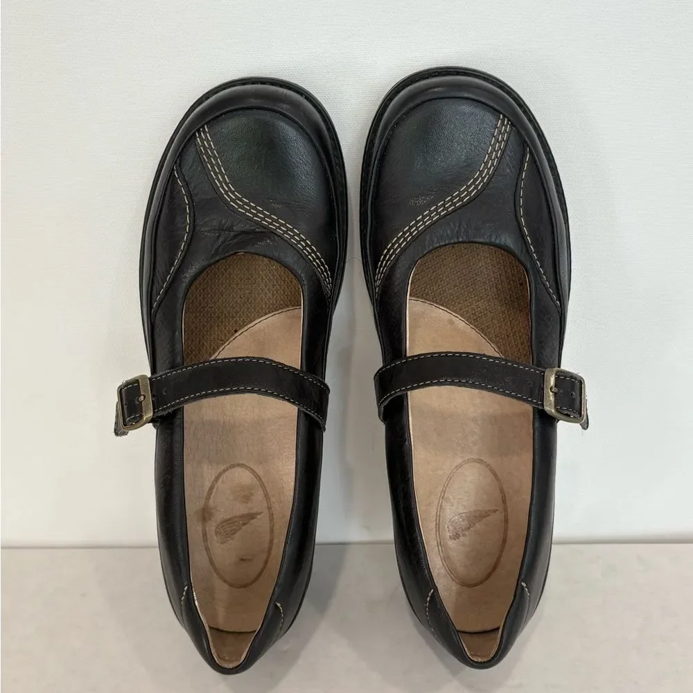 Red Wing Black Leather Mary Jane Shoes Womens Size 8 Slip On Buckle Loafer - Picture 3 of 11